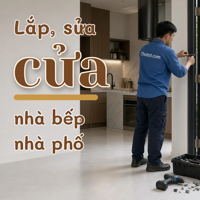 Lắp, sửa cửa nhà bếp nhà phố