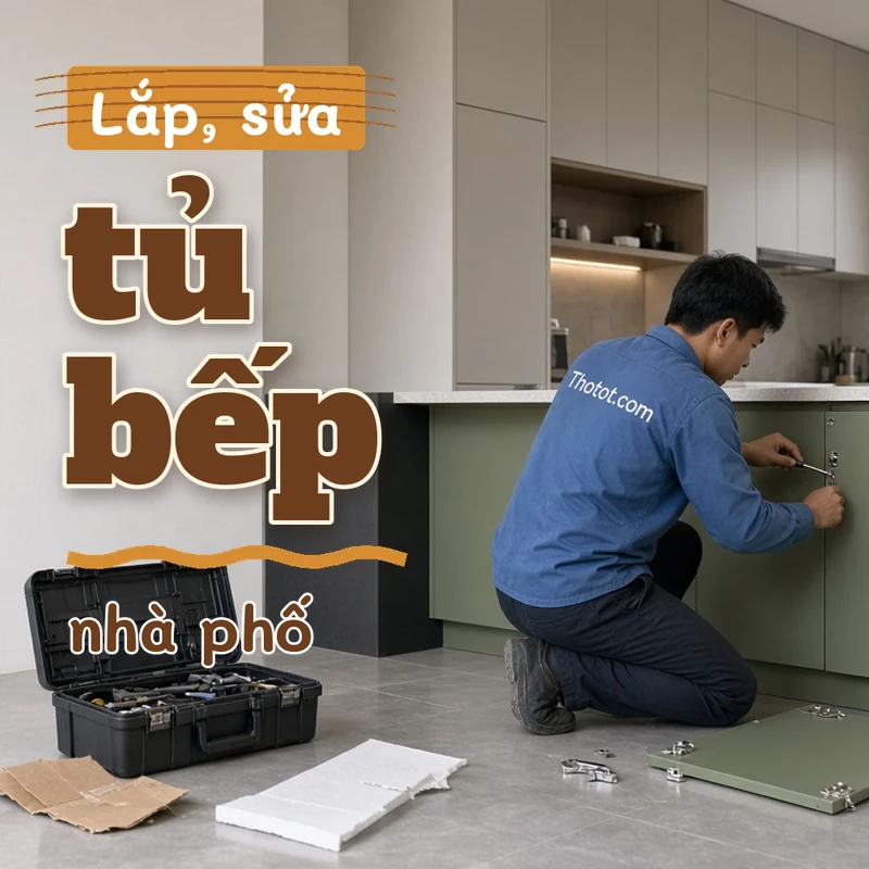Lắp, sửa tủ bếp nhà phố