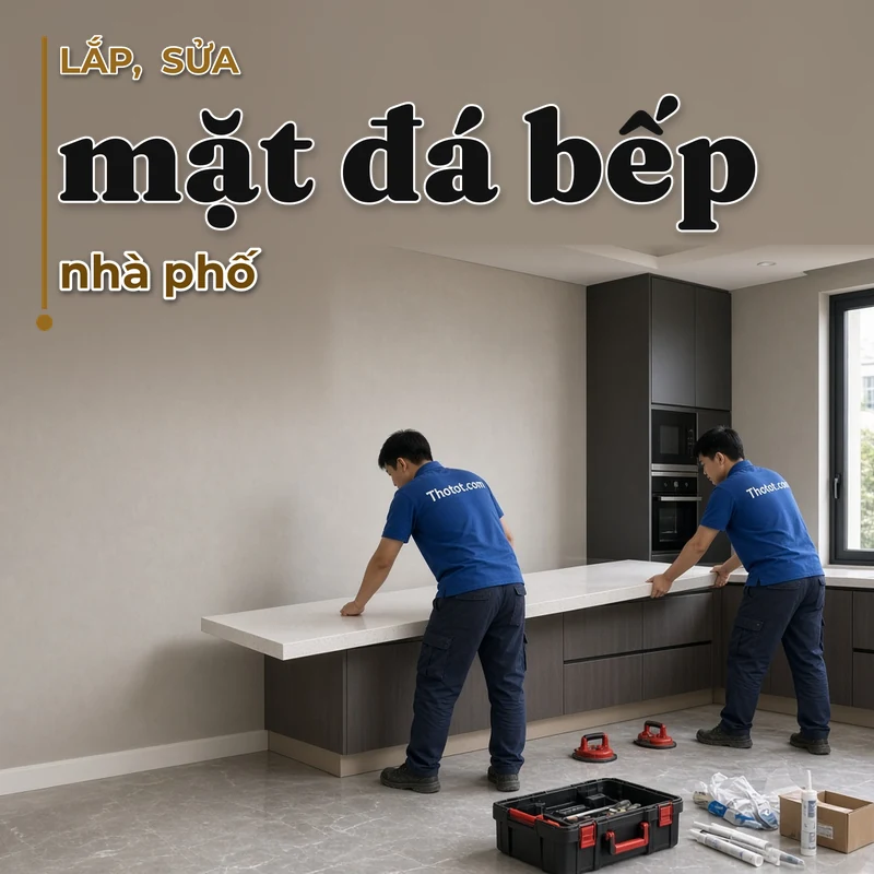 Lắp, sửa mặt đá bếp nhà phố