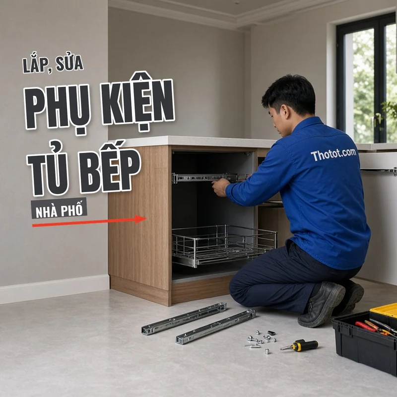 Lắp, sửa phụ kiện tủ bếp nhà phố
