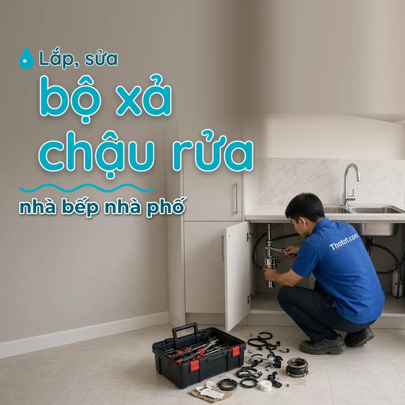Lắp, sửa bộ xả chậu rửa nhà bếp nhà phố