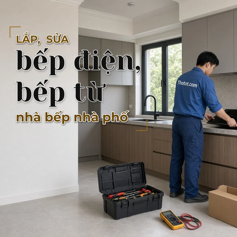 Lắp, sửa bếp điện, bếp từ nhà bếp nhà phố