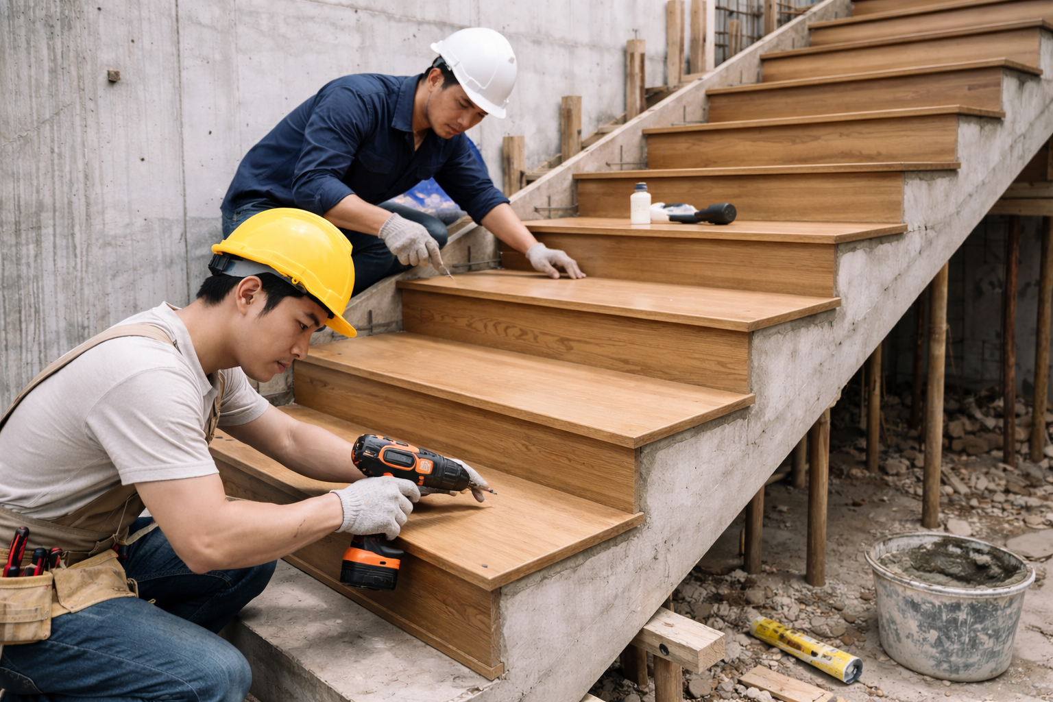 Bậc cầu thang gỗ