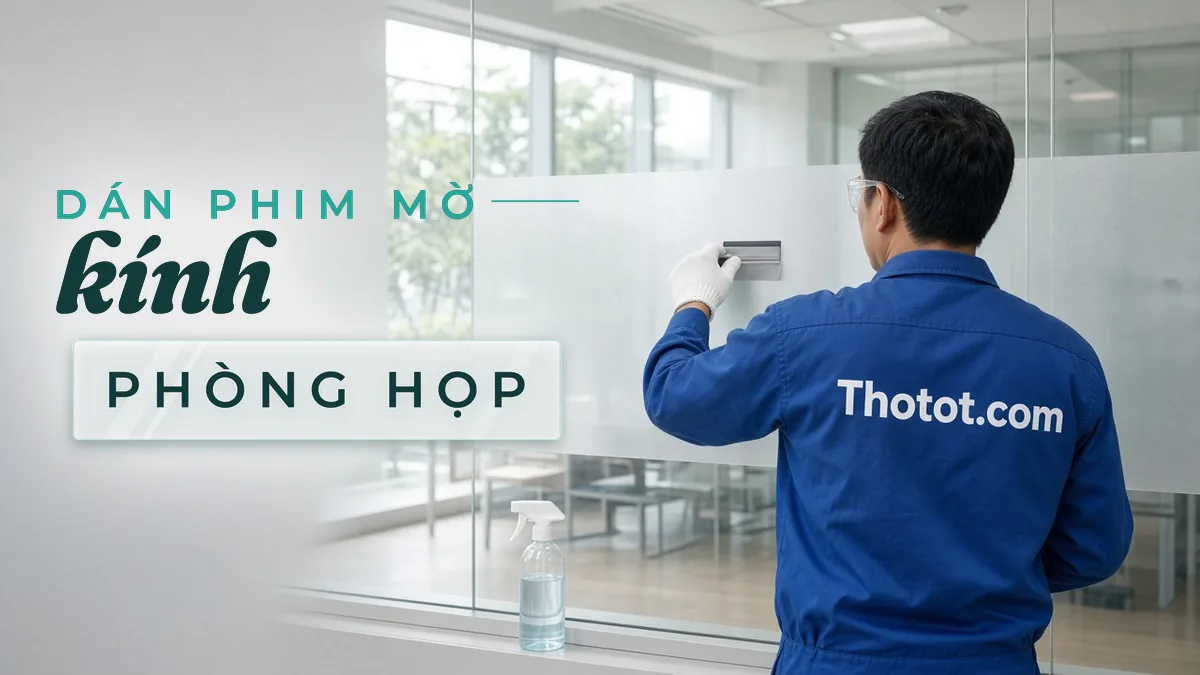 Dán phim mờ, decal kính phòng họp văn phòng
