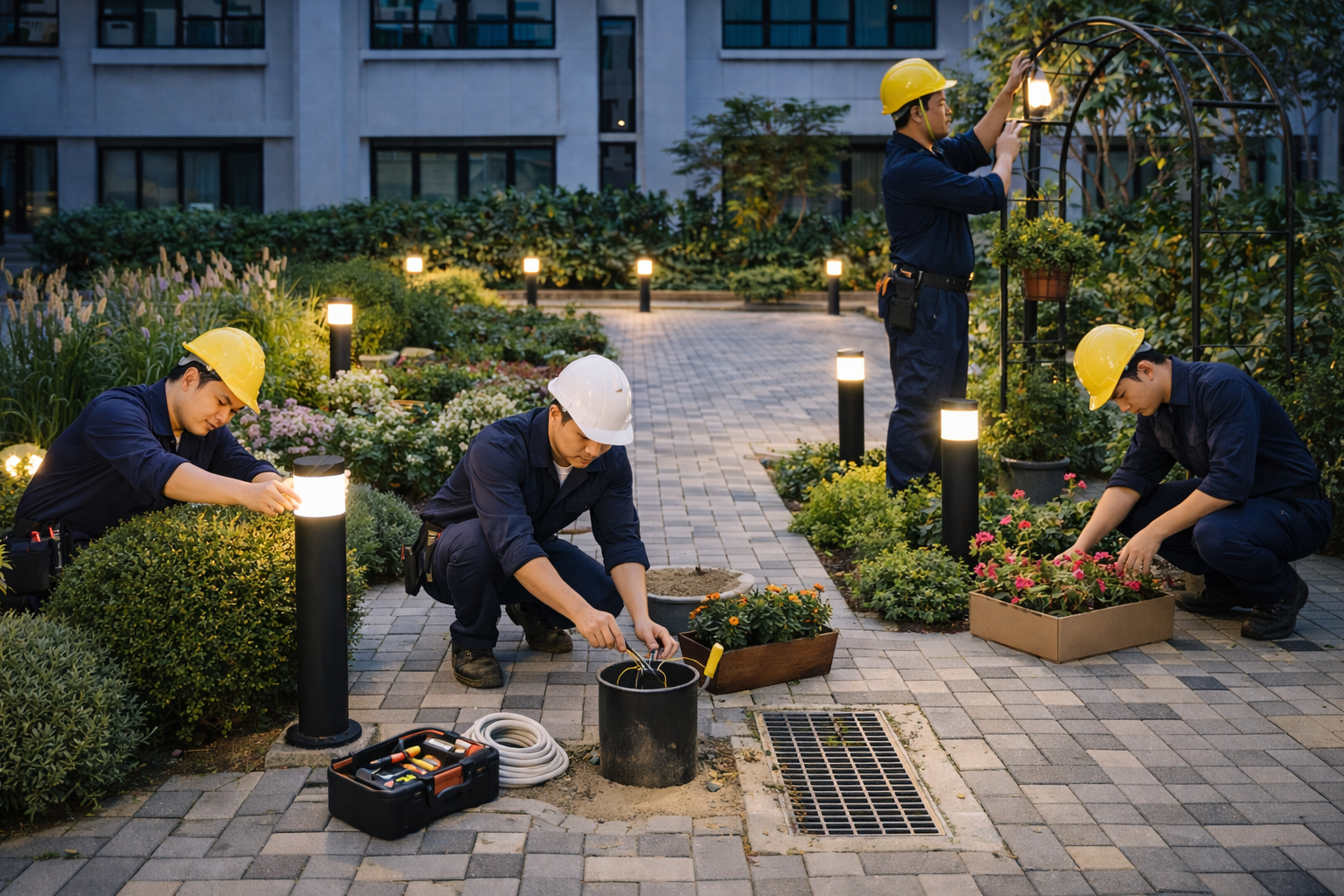 Hoàn thiện cảnh quan sân