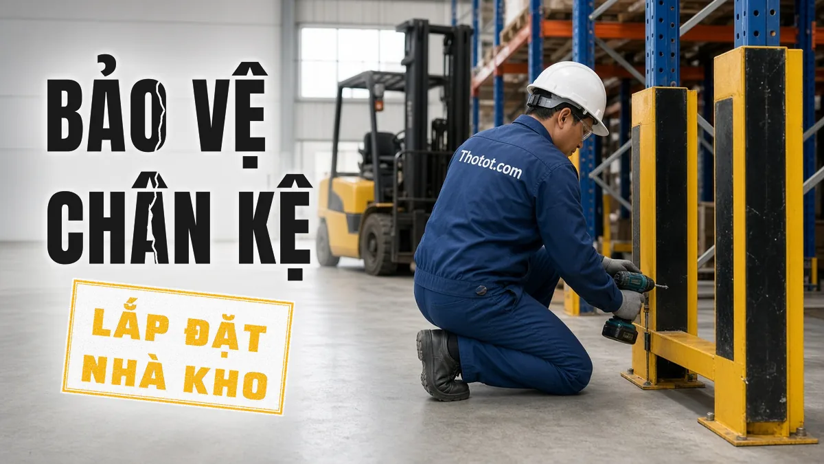 Lắp bảo vệ chân kệ, chân cột nhà kho