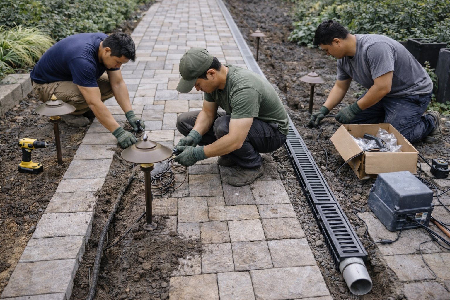 Lắp đặt chiếu sáng lối đi ngoài trời