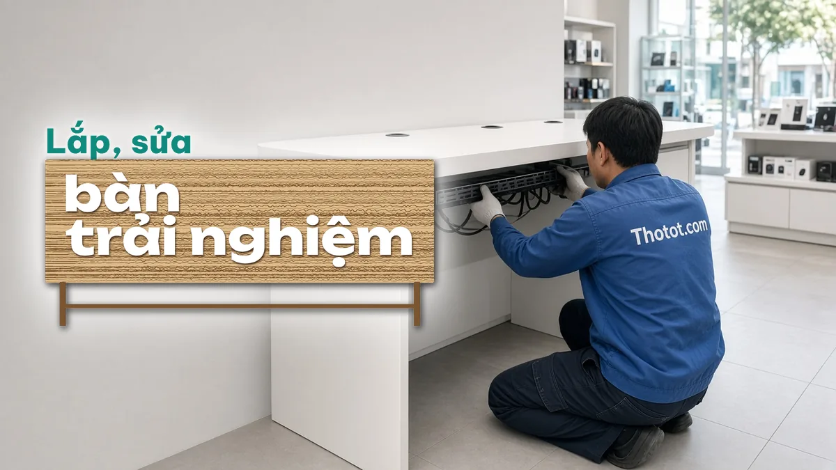 Lắp, sửa bàn trải nghiệm sản phẩm cửa hàng