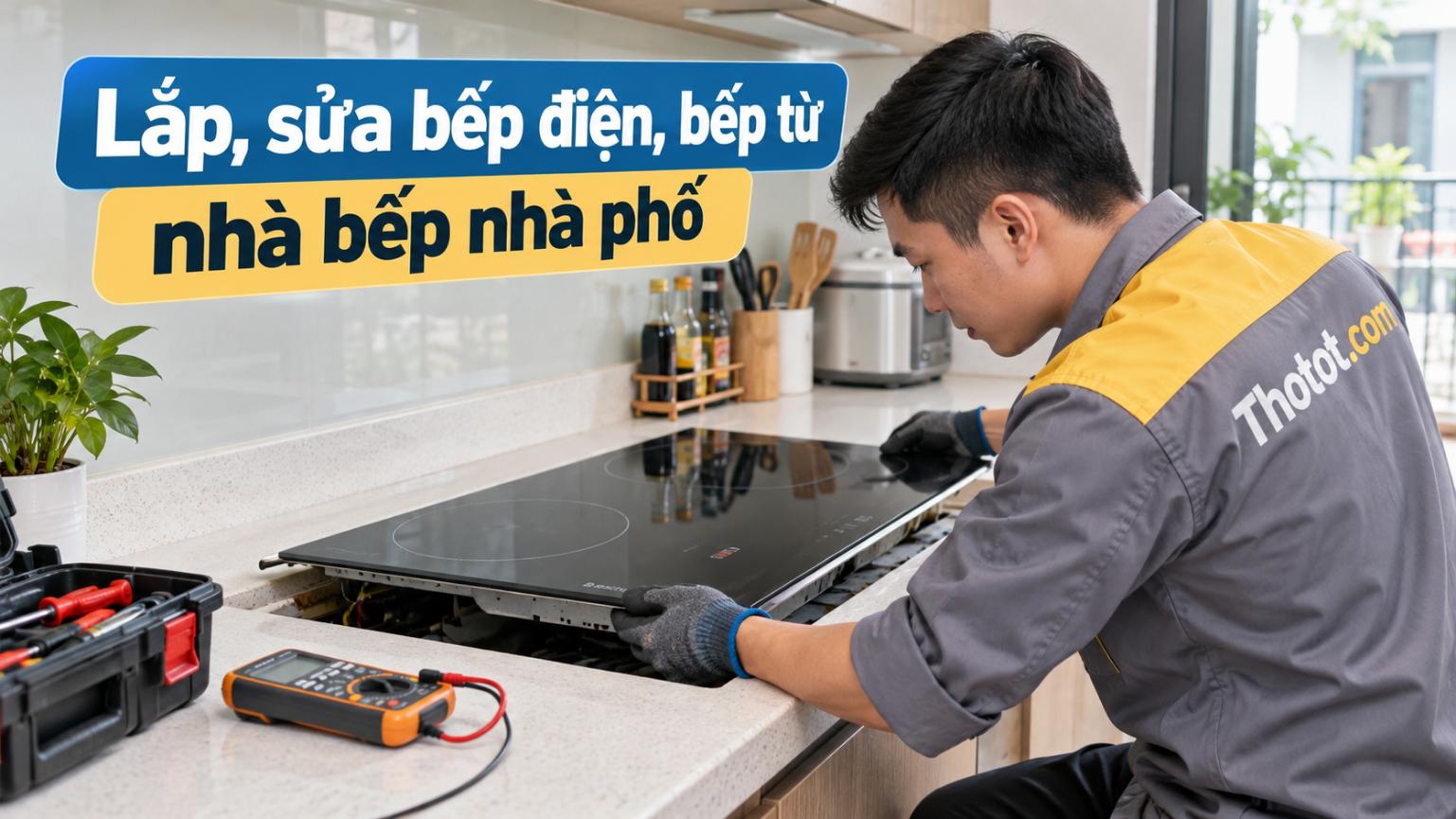 Lắp, sửa bếp điện, bếp từ nhà bếp nhà phố