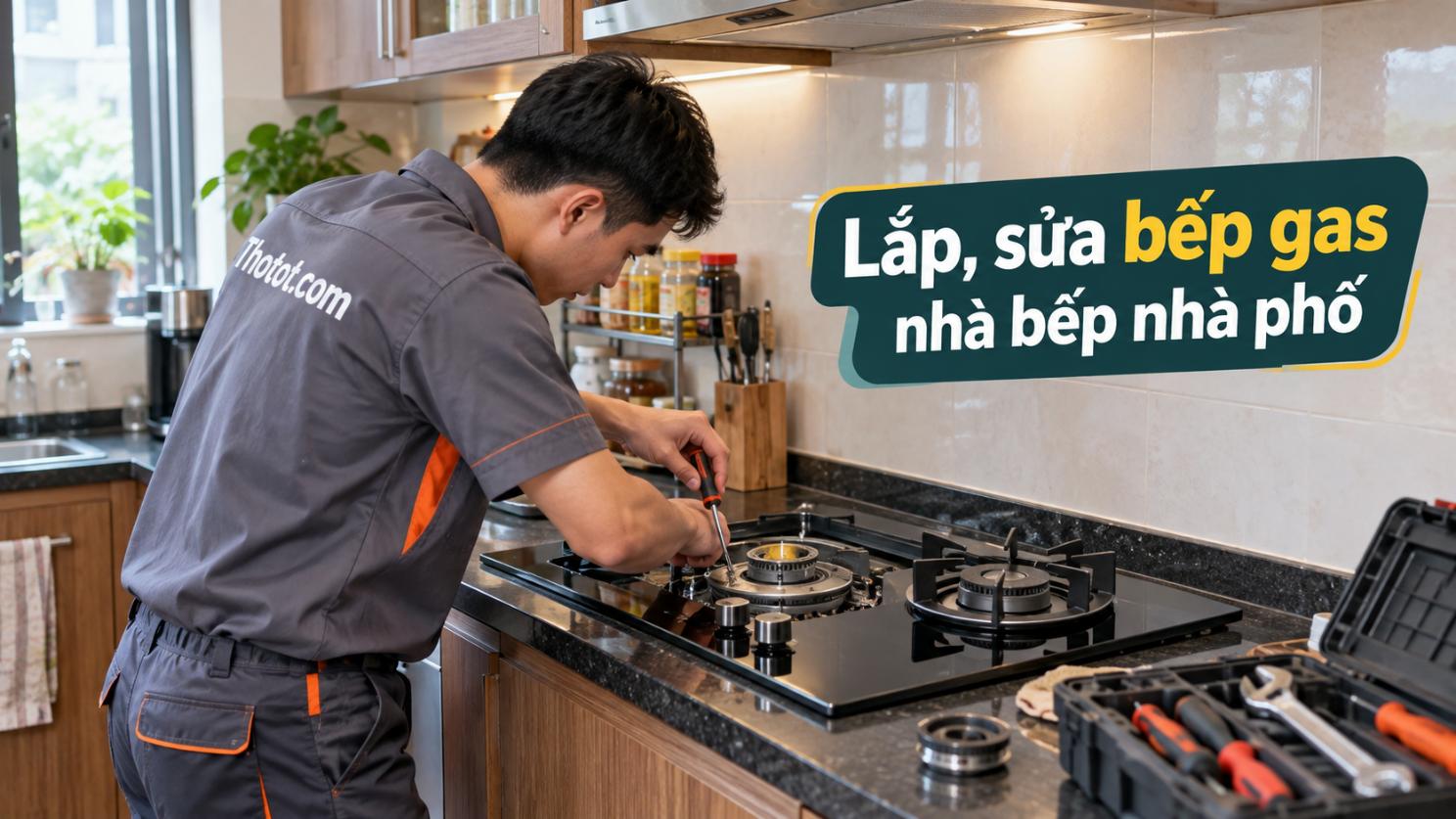 Lắp, sửa bếp gas nhà bếp nhà phố