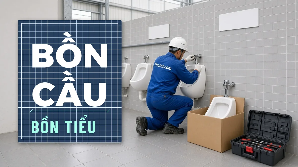 Lắp, sửa bồn cầu, bồn tiểu nhà vệ sinh nhà xưởng