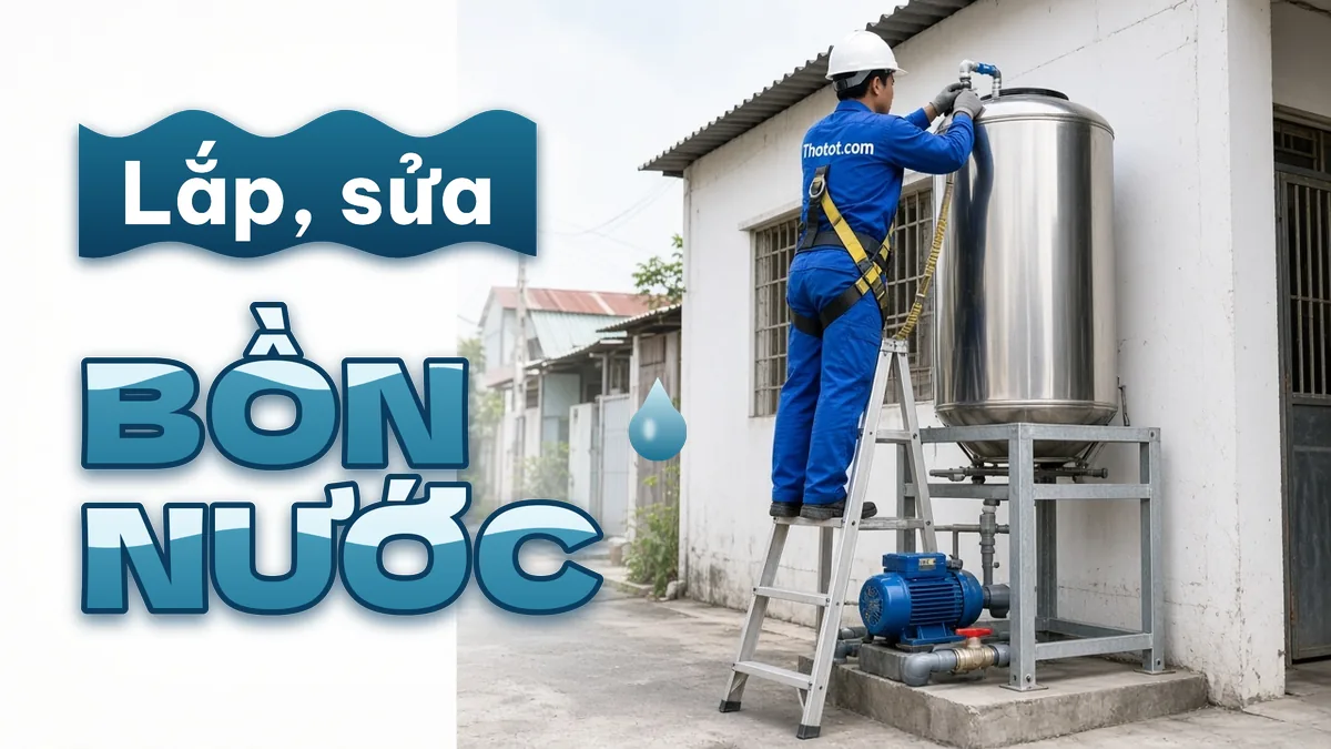 Lắp, sửa bồn nước, máy bơm nhà cấp 4