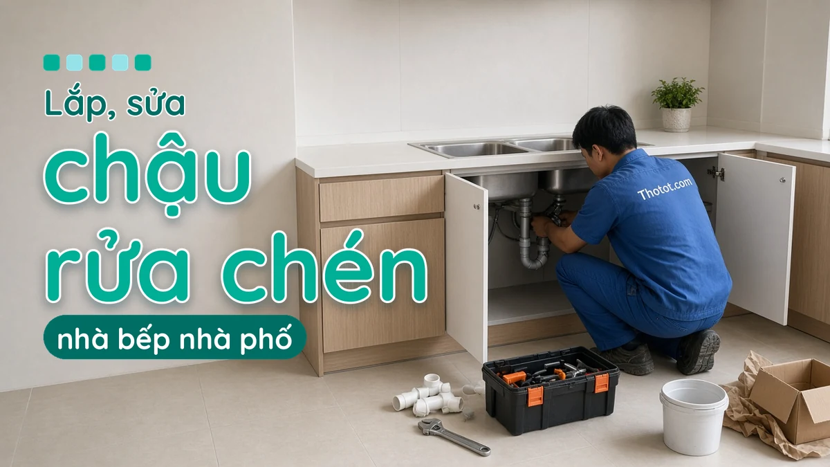 Lắp, sửa chậu rửa chén nhà bếp nhà phố
