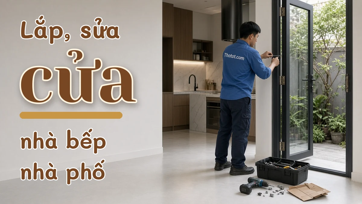 Lắp, sửa cửa nhà bếp nhà phố