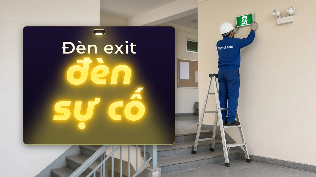 Lắp, sửa đèn exit, đèn sự cố trường học