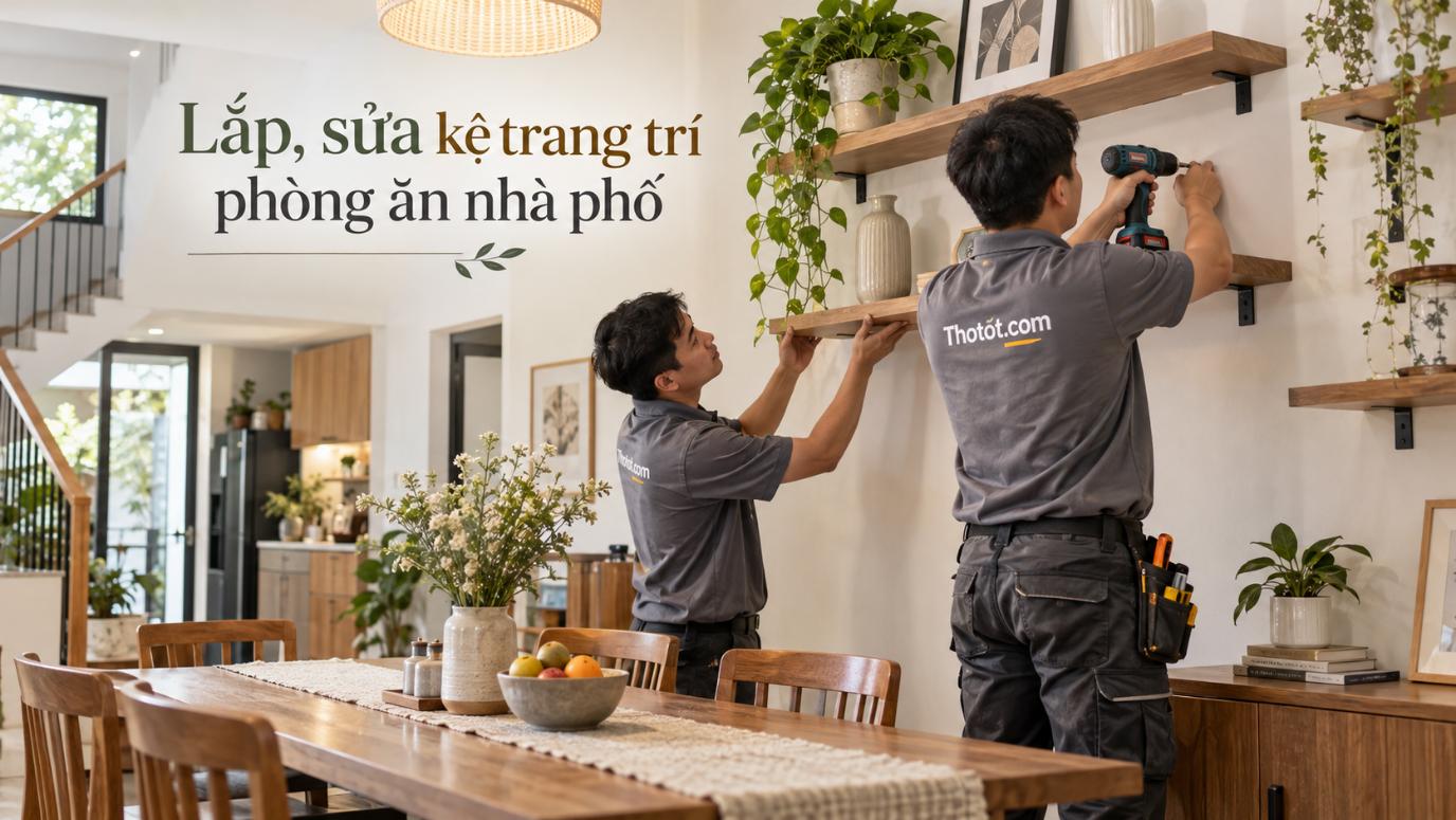 Lắp, sửa kệ trang trí phòng ăn nhà phố