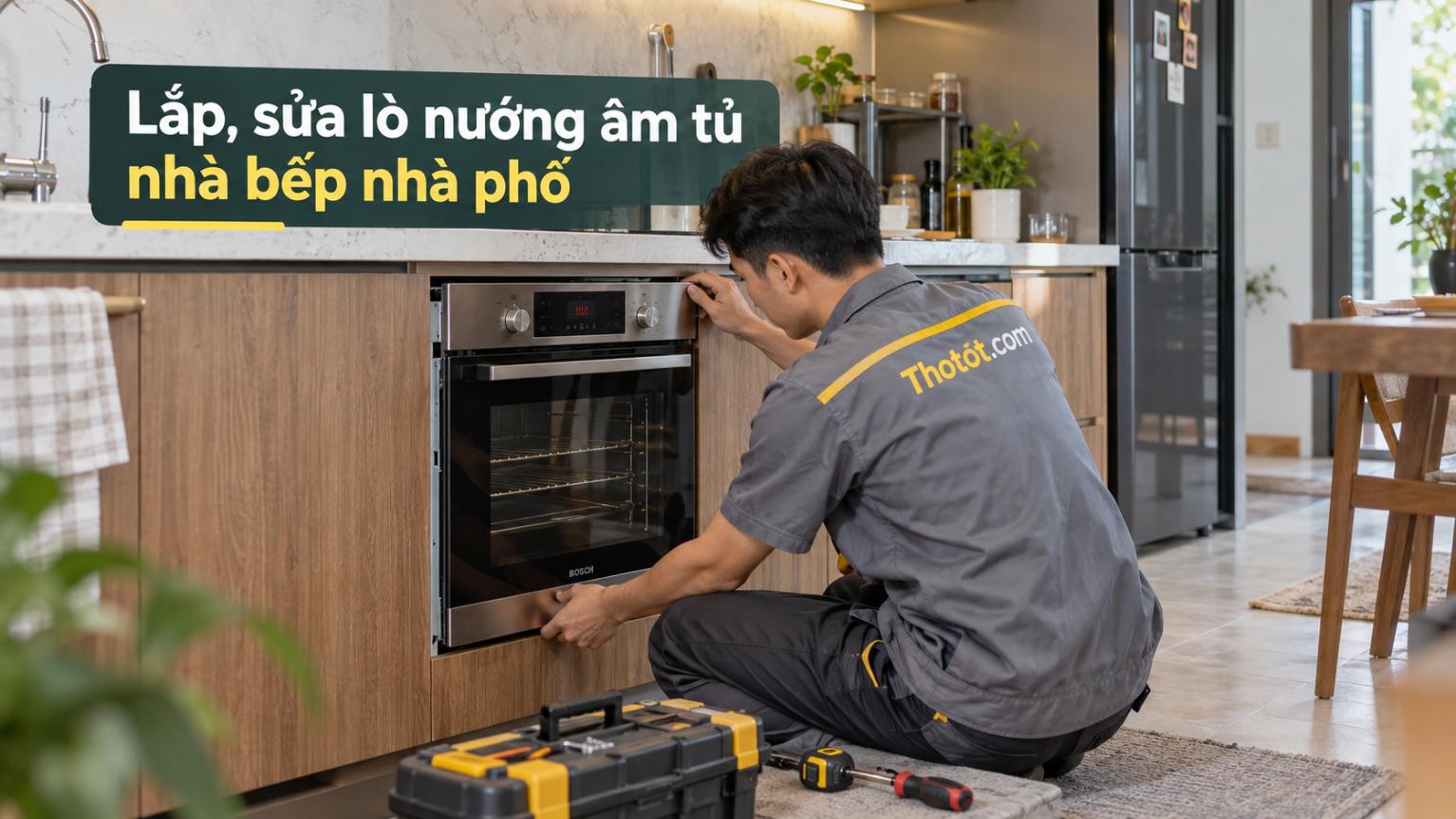Lắp, sửa lò nướng âm tủ nhà bếp nhà phố