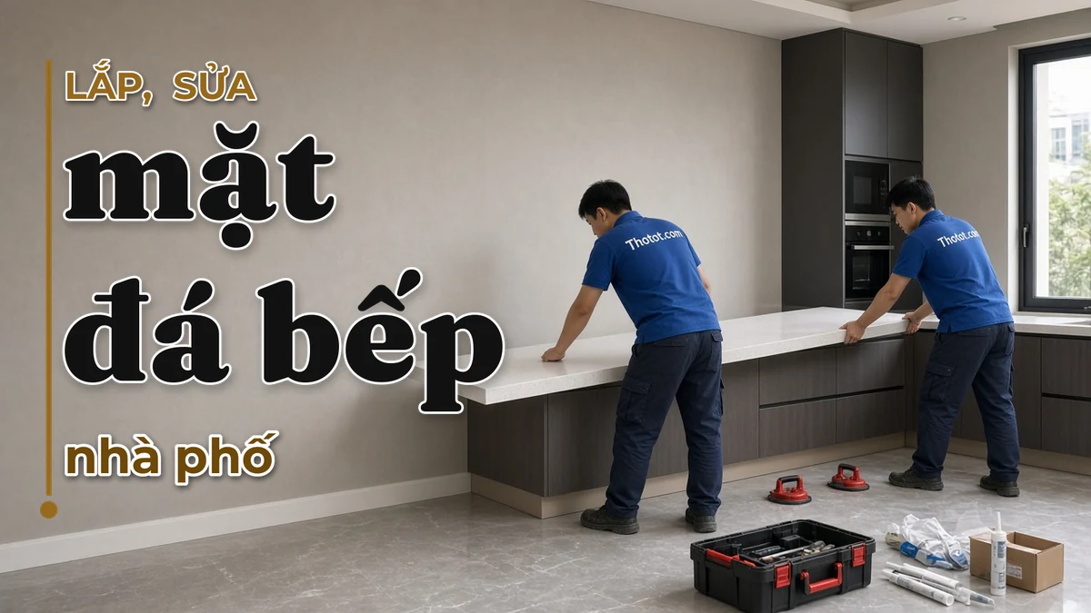 Lắp, sửa mặt đá bếp nhà phố