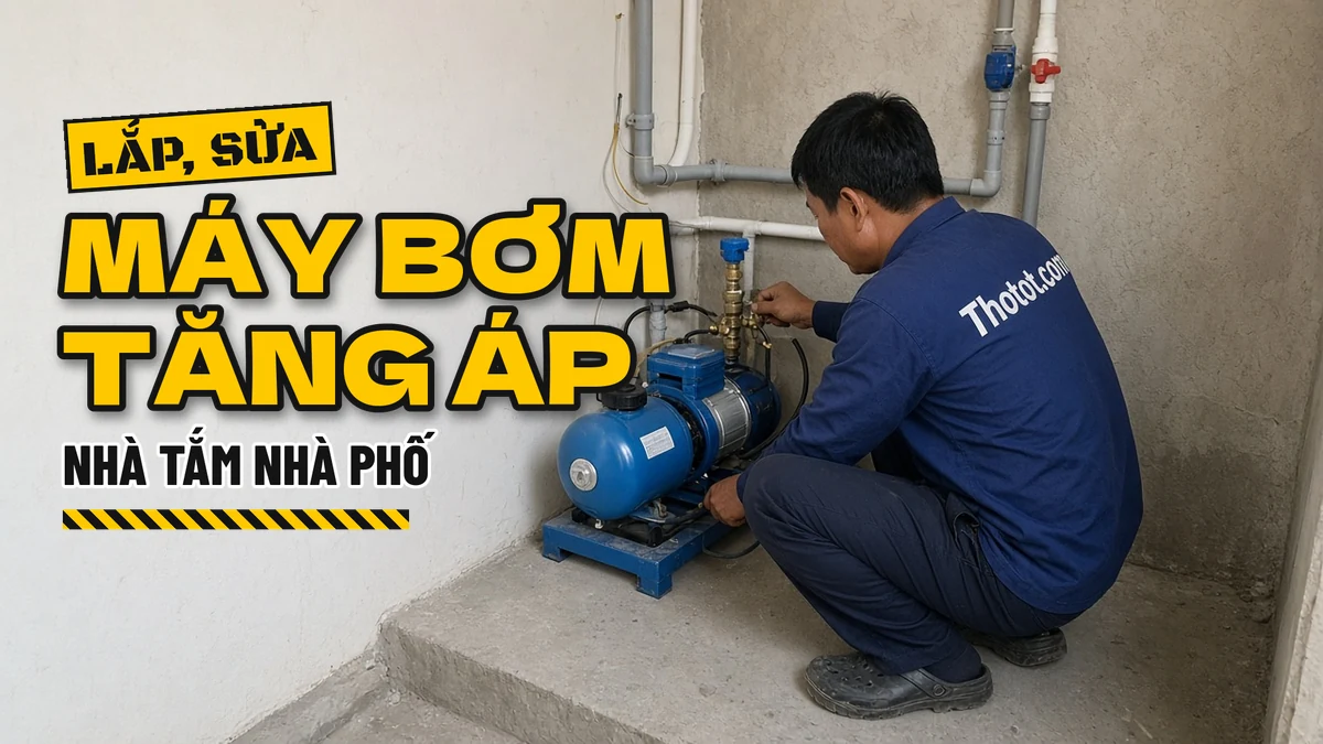 Lắp, sửa máy bơm tăng áp nhà tắm nhà phố
