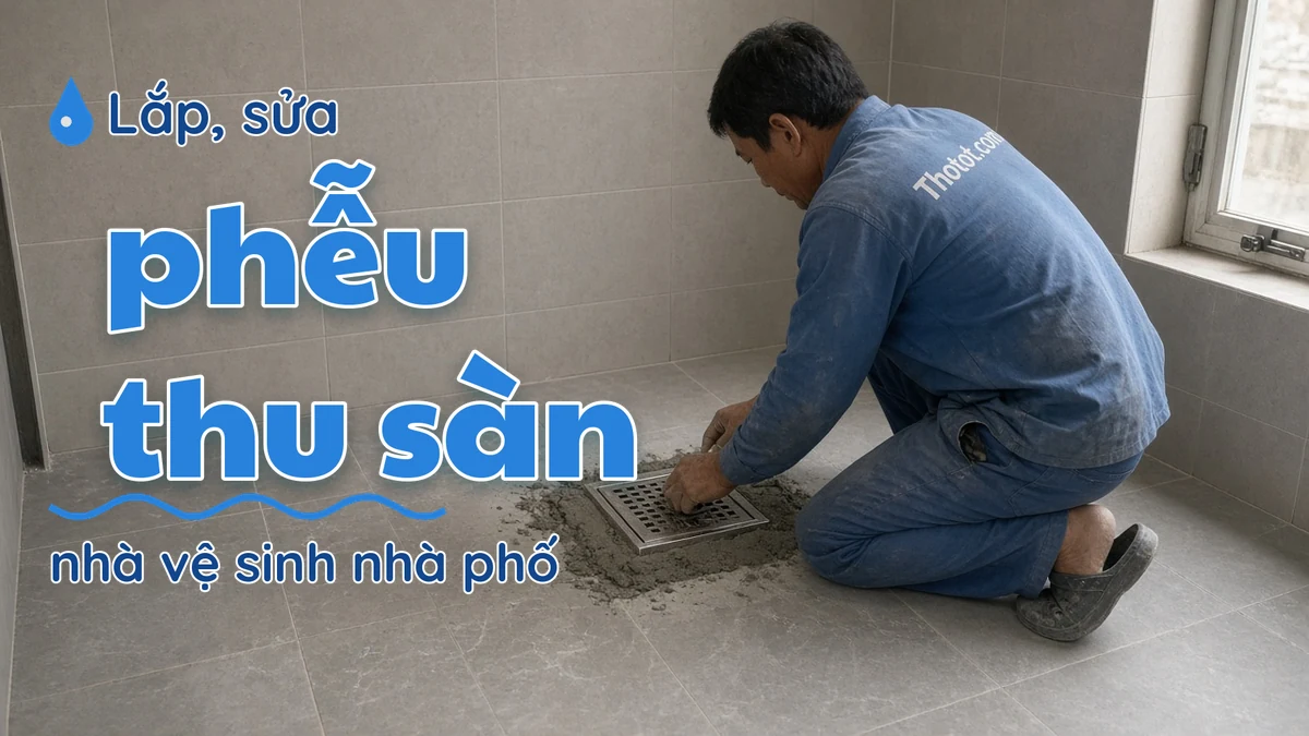 Lắp, sửa phễu thu sàn nhà vệ sinh nhà phố