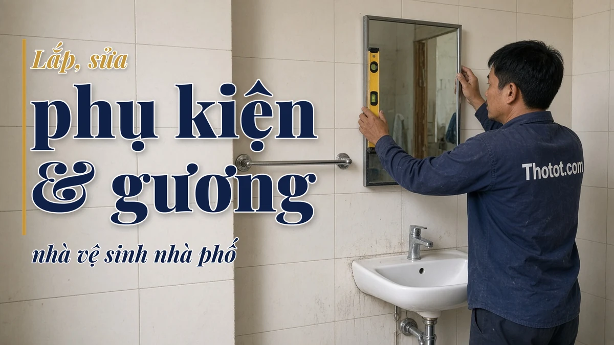Lắp, sửa phụ kiện & gương nhà vệ sinh nhà phố