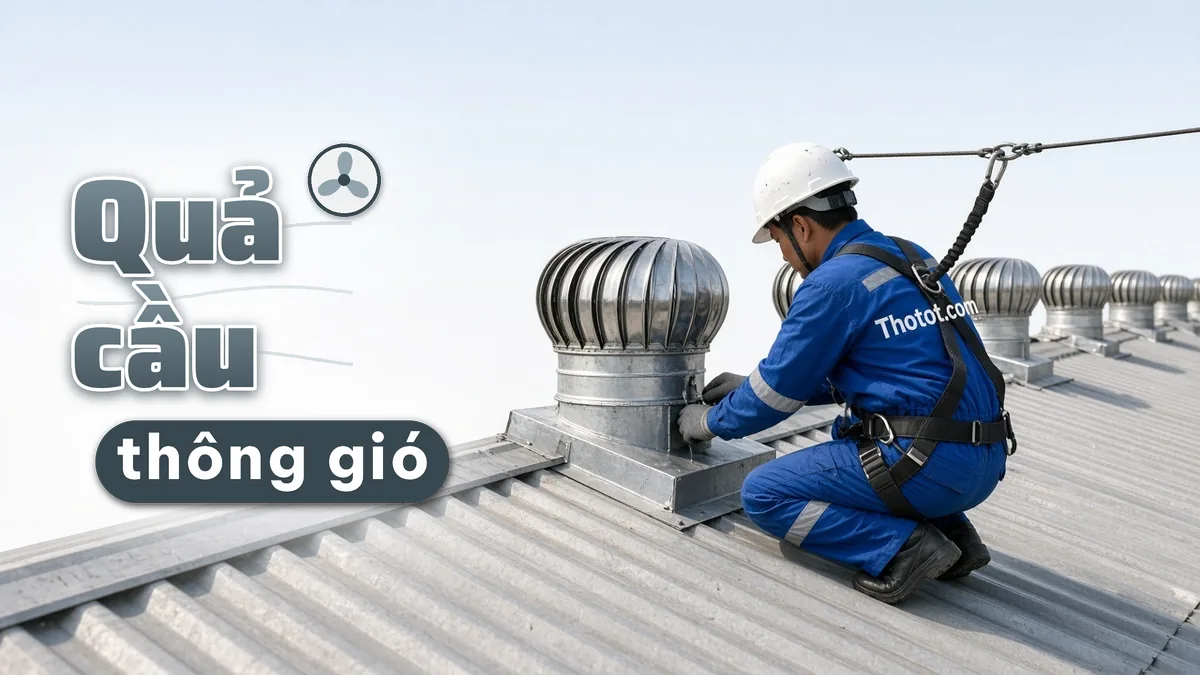Lắp, sửa quả cầu thông gió mái nhà xưởng