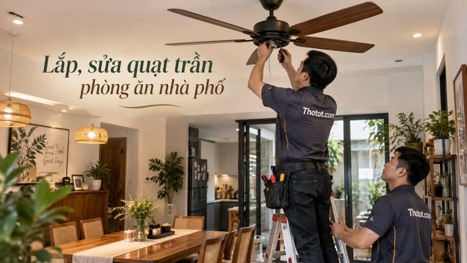 Lắp, sửa quạt trần phòng ăn nhà phố