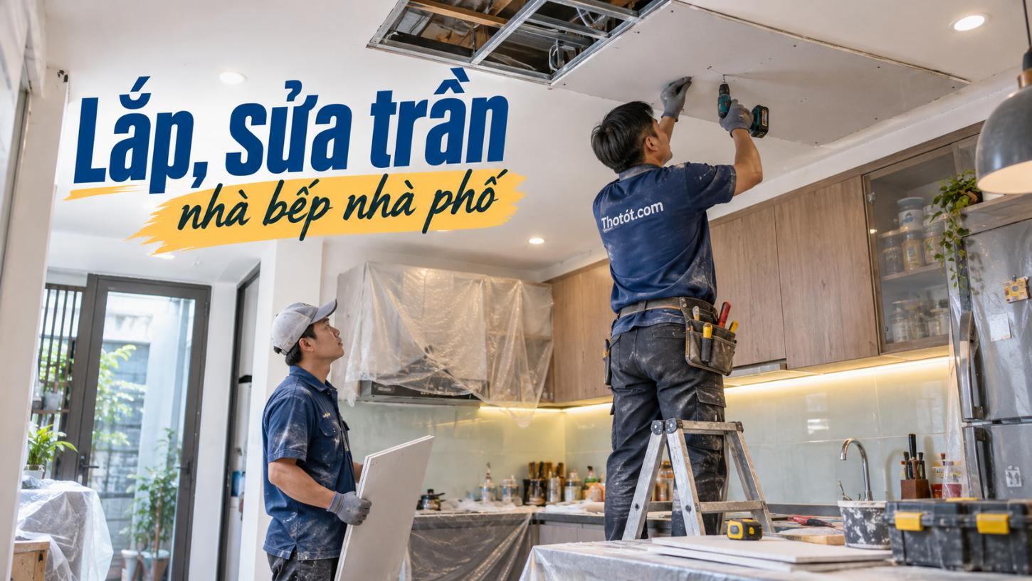 Lắp, sửa trần nhà bếp nhà phố