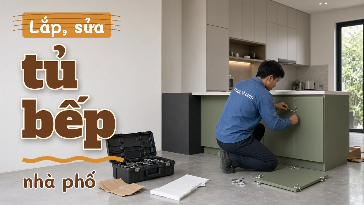Lắp, sửa tủ bếp nhà phố