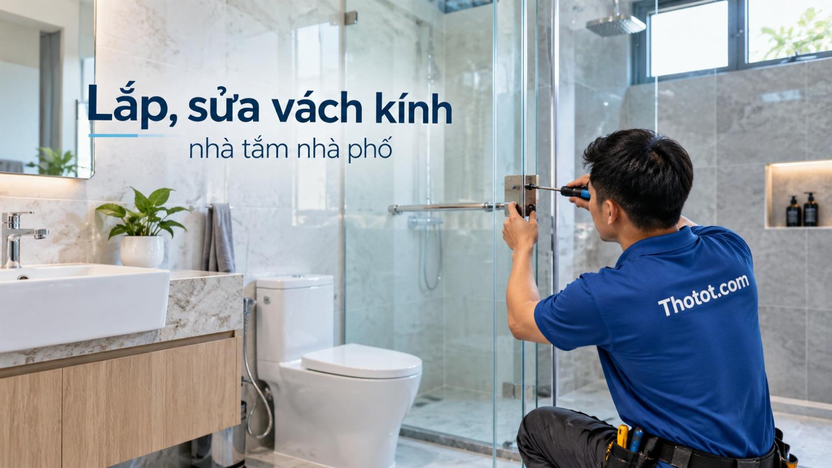 Lắp, sửa vách kính nhà tắm nhà phố