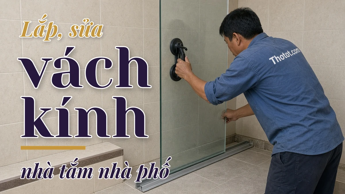 Lắp, sửa vách kính nhà tắm nhà phố