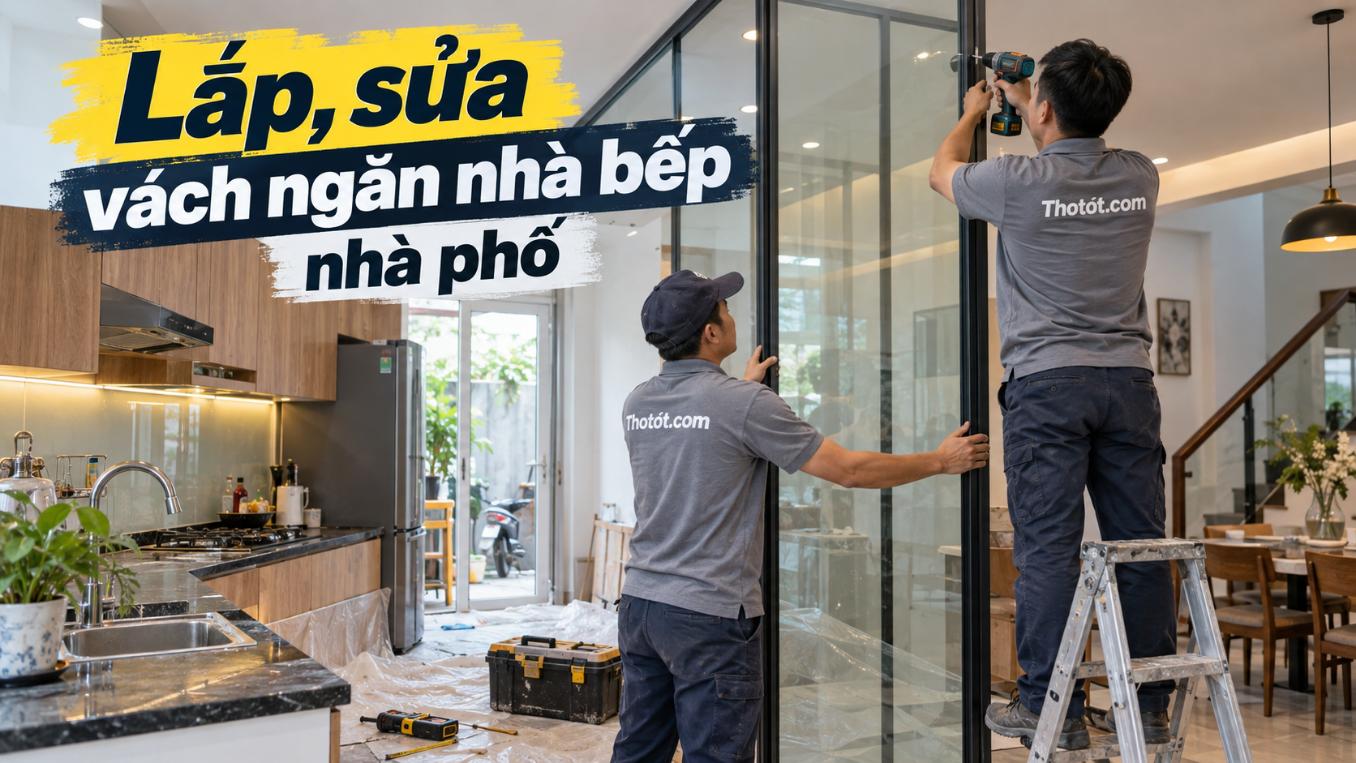 Lắp, sửa vách ngăn nhà bếp nhà phố
