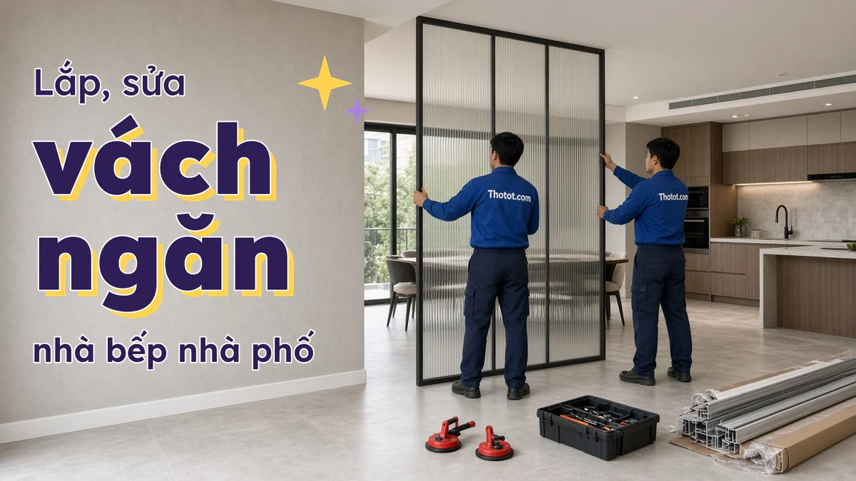 Lắp, sửa vách ngăn nhà bếp nhà phố
