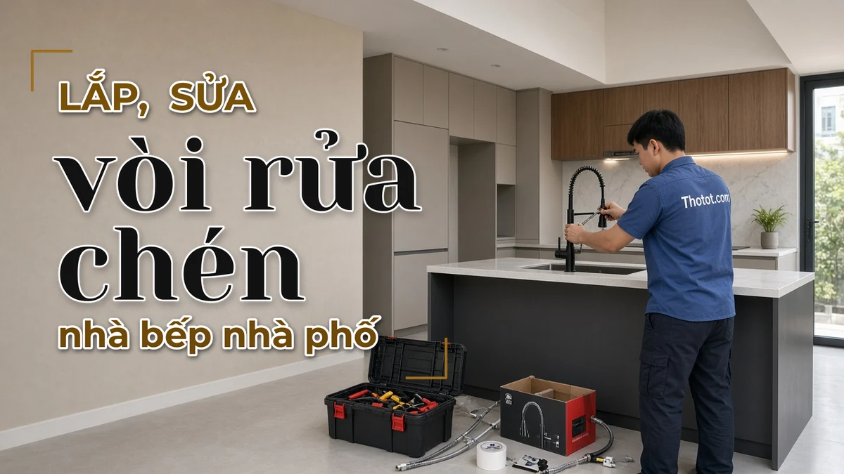 Lắp, sửa vòi rửa chén nhà bếp nhà phố