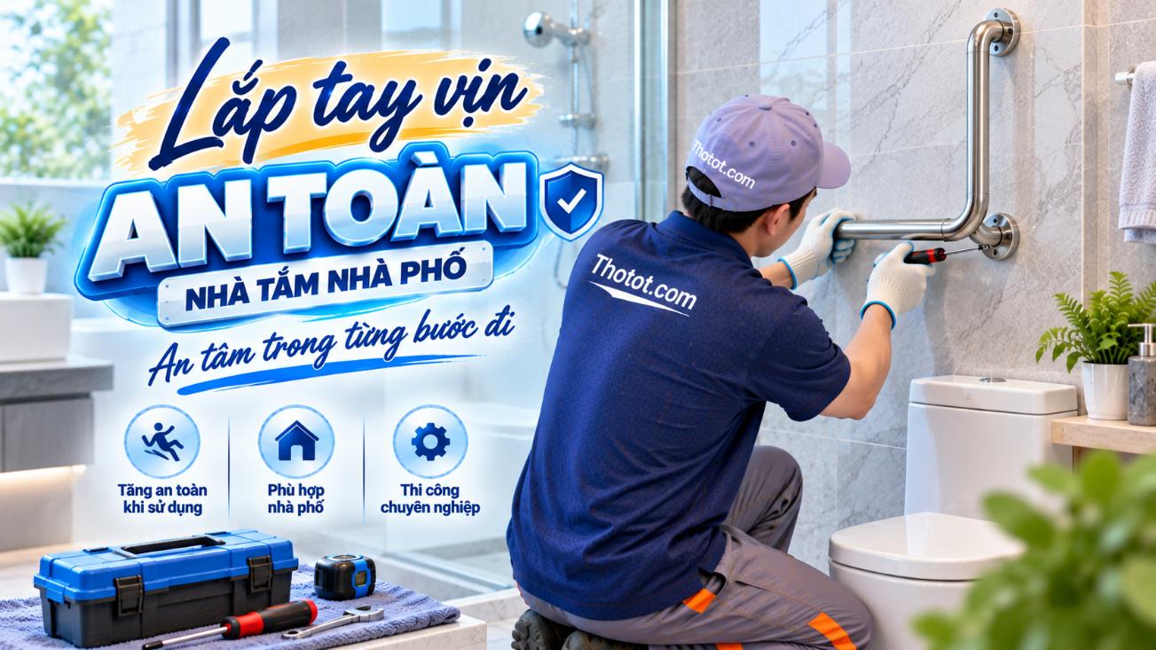Lắp tay vịn an toàn nhà tắm nhà phố