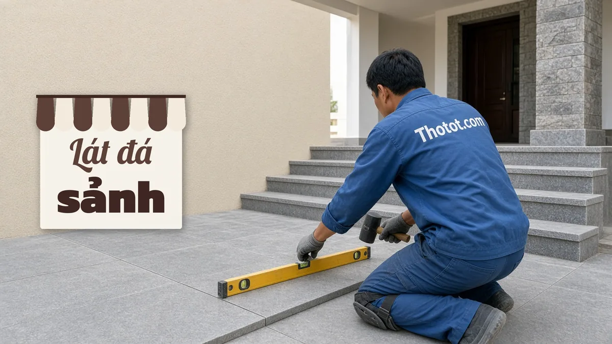 Lát đá sảnh vào biệt thự