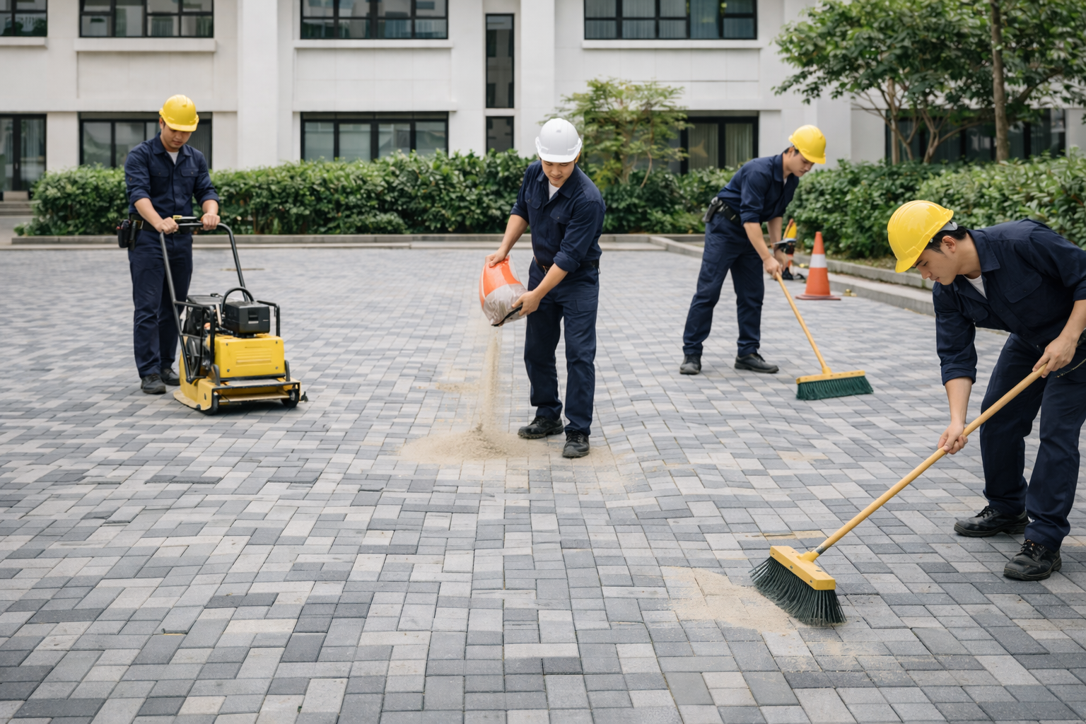 Lát gạch – hoàn thiện bề mặt sân