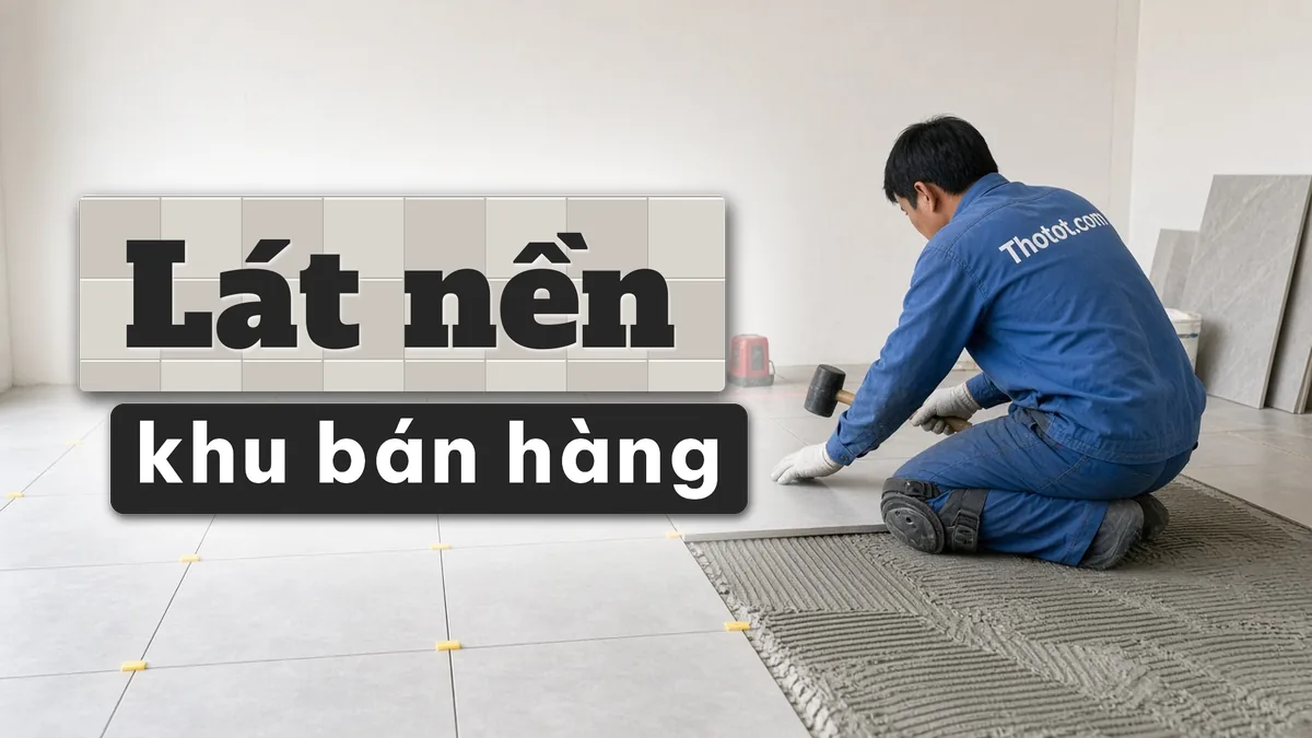 Lát nền khu bán hàng cửa hàng