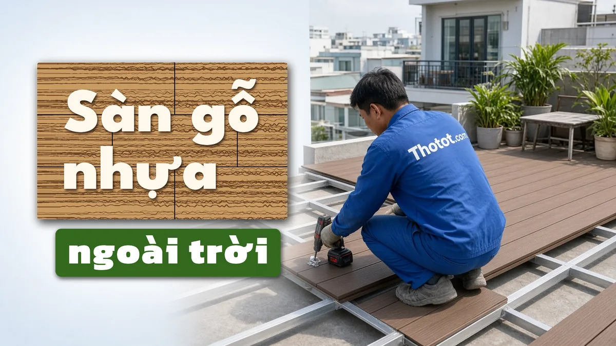 Lát sàn gỗ nhựa khu ngoài trời văn phòng