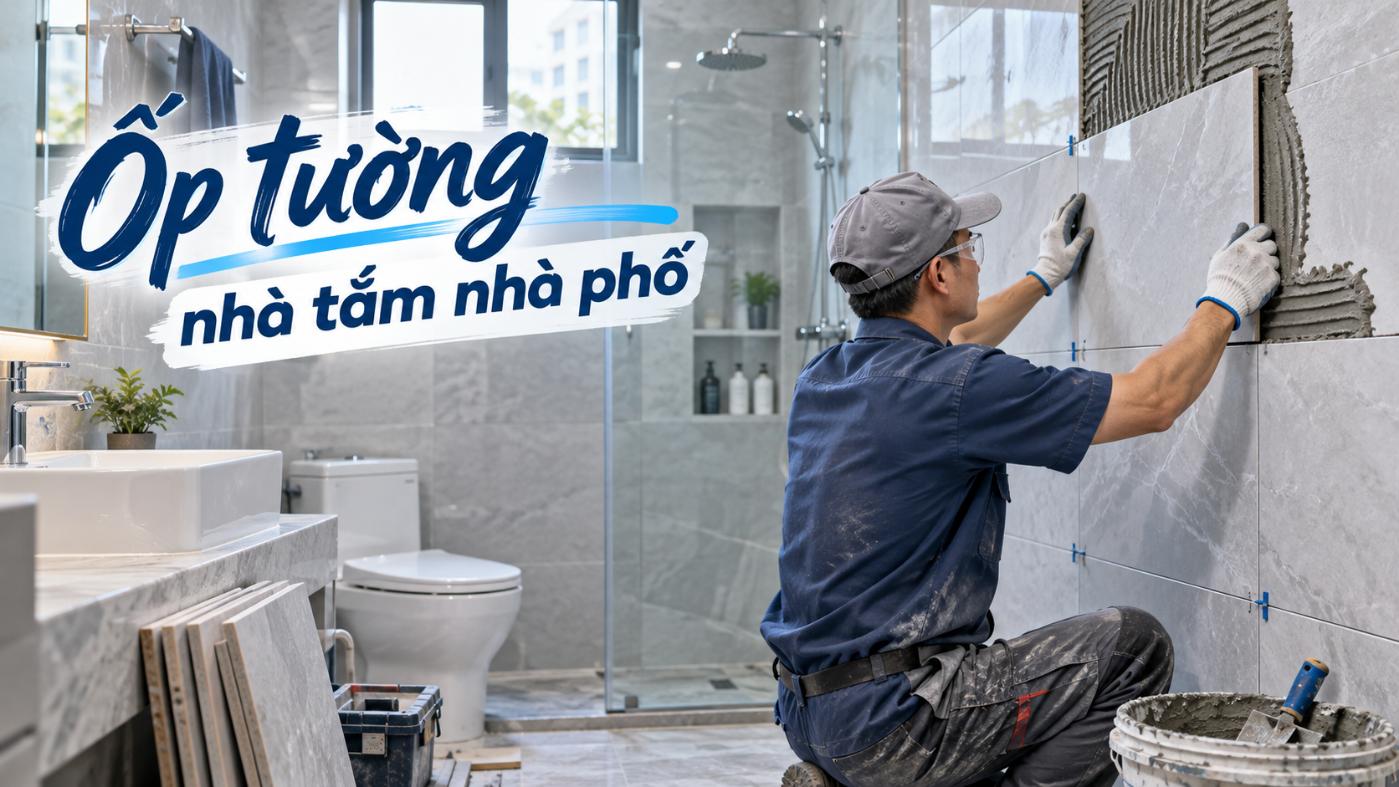 Ốp tường nhà tắm nhà phố