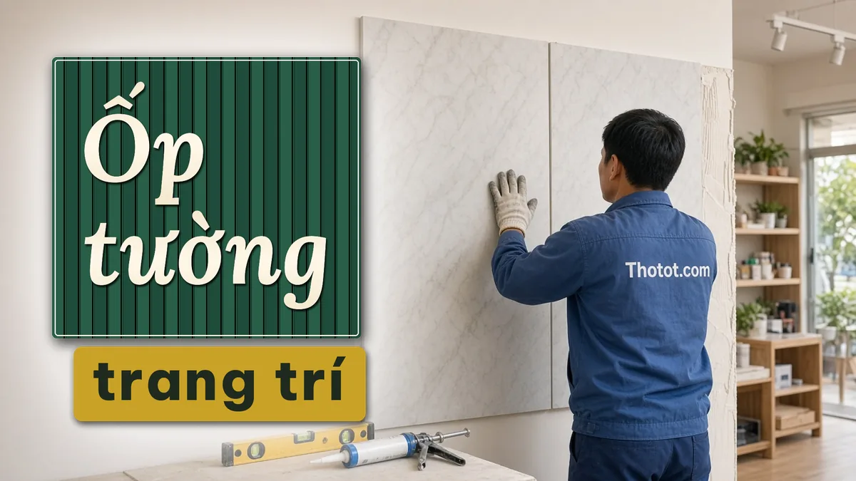 Ốp tường trang trí khu trưng bày cửa hàng