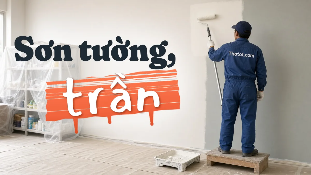 Sơn tường, trần khu bán hàng cửa hàng