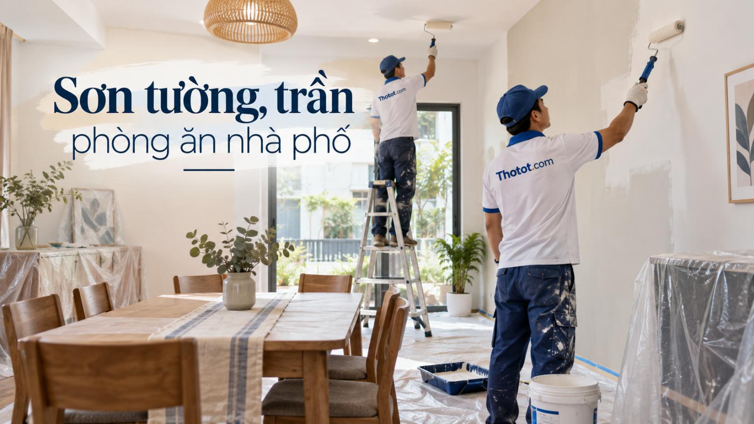 Sơn tường, trần phòng ăn nhà phố