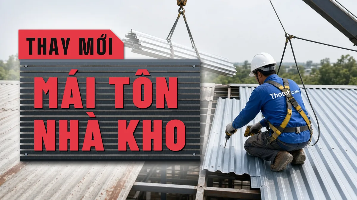 Thay mái tôn nhà kho