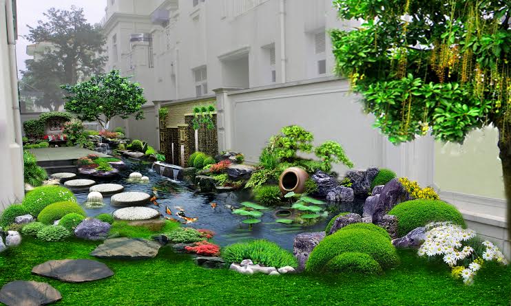 Thi công cây cảnh sân vườn