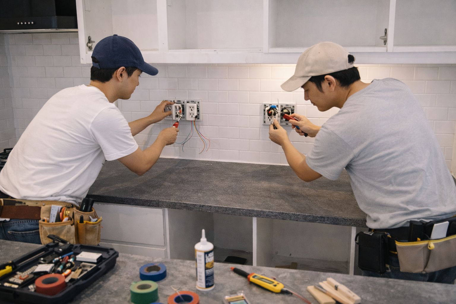 Thi công hệ thống điện bếp