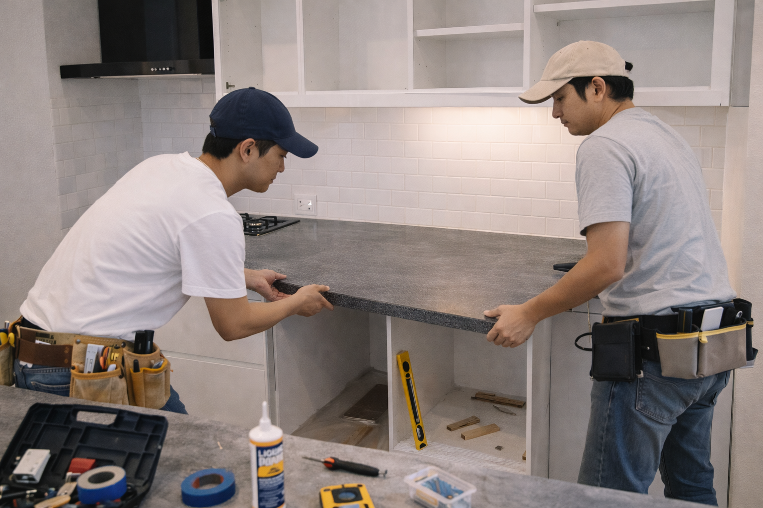 Thi công mặt bếp