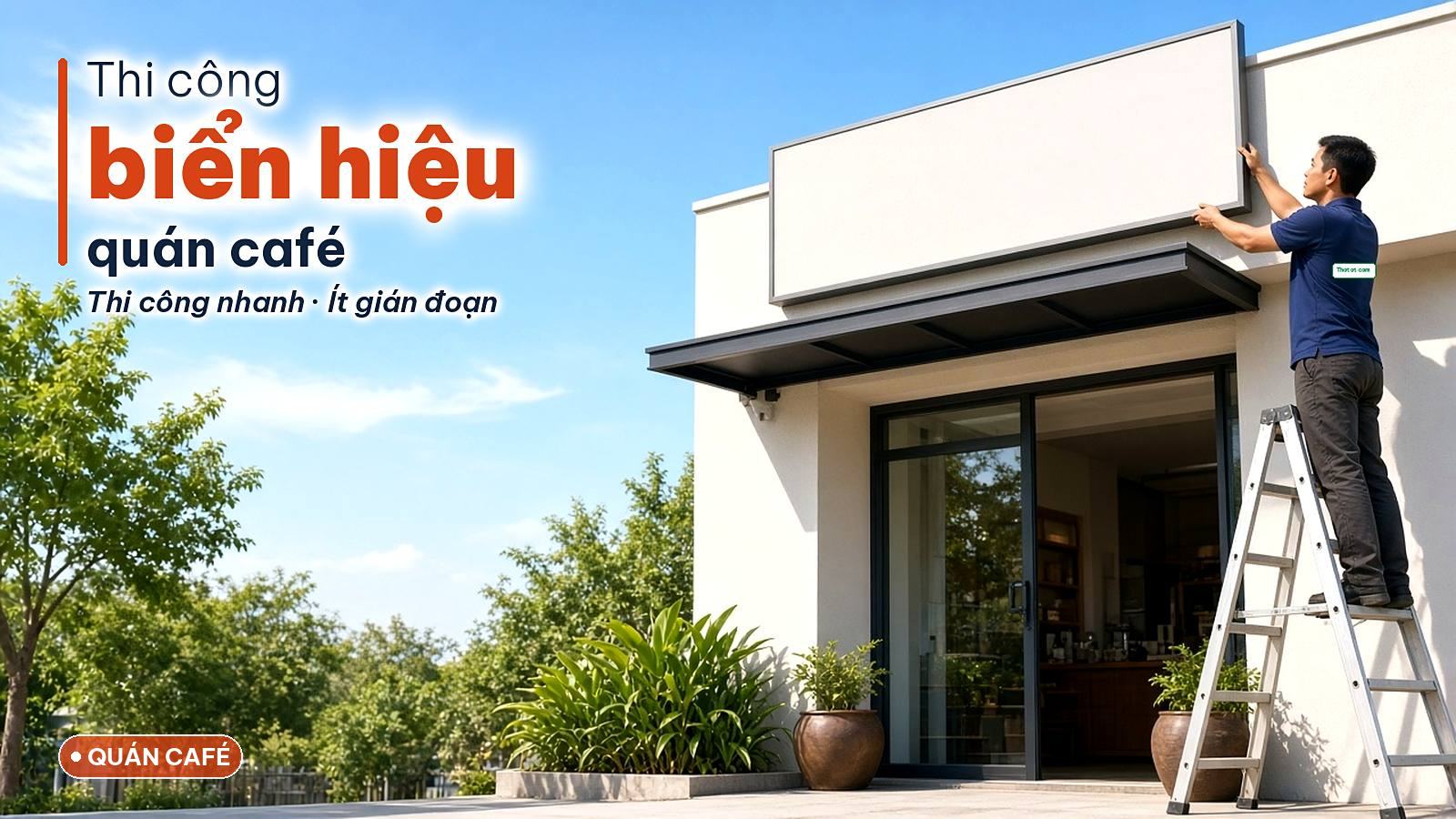 Thi công mới biển hiệu quán Café & Đồ Uống
