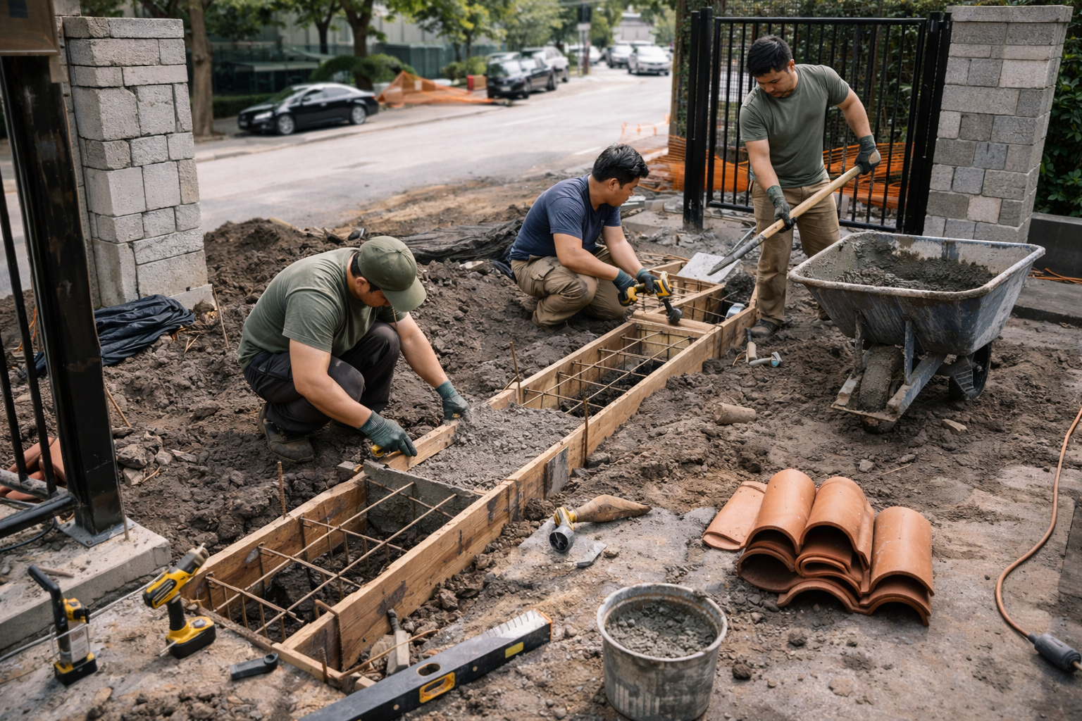 Thi công móng cổng – hàng rào