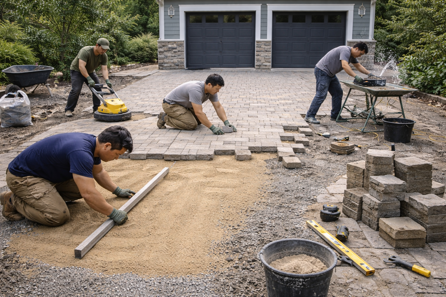 Thi công nền khu để xe